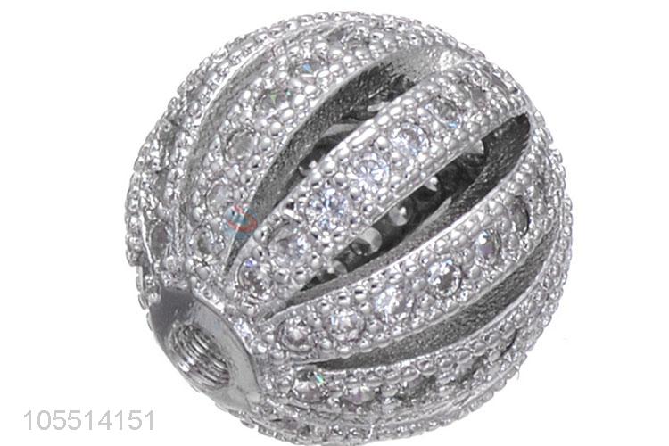 Popular Ball Shape Bangle Hole Spacer Bead Inlay Zircon Bracelet Beads