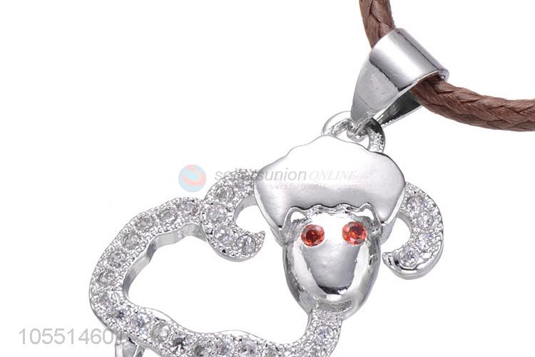 Cute Sheep Shape Inlay Zircon Necklace Pendant Best DIY Diamond Jewelry Accessories