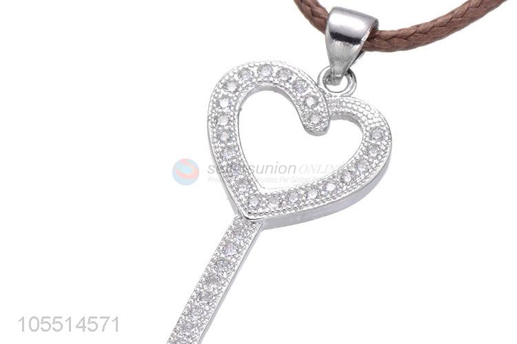 High Quality Key Shape Inlay Zircon Necklace Pendant DIY Diamond Jewelry Accessories