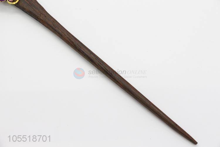 Chinese Factory Hair Accessories Handmade Rhinestone Wooden Hairpin Jewelry