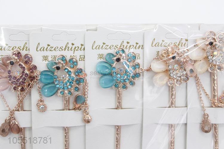 China Supply Colorful Rhinestone Chignon Hairpin for Women