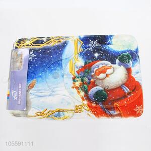 Recent Design Christmas Series 3pcs Set Bathroom Non-Slip Pedestal Rug&Lid Toilet Cover &Bath Mat