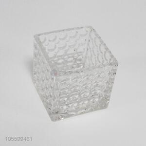 Hot selling square clear texture glass flower vase