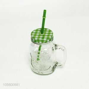 Fashion new arrival clear glass cup with straw