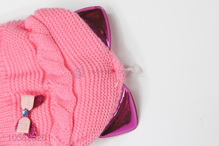 Custom Winter Warm Hat Knitted Beanie Cap For Baby Girls