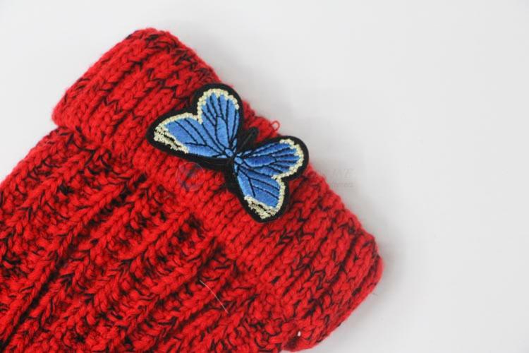 Fashion Butterfly Pattern Winter Pompon Beanies Cap For Women