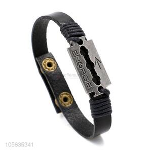 Best selling men leather bracelet vintage matte charms bracelet