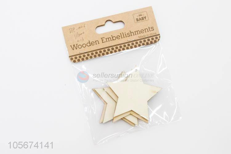 Hot Selling Star Shape Wooden Embellishments Sheets Ornament Hanging