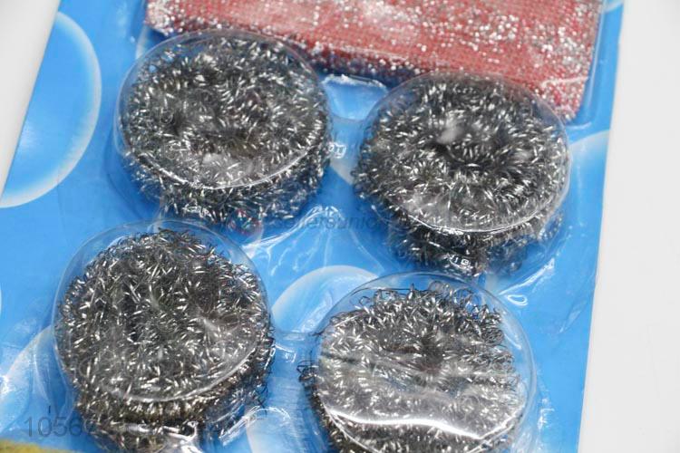 Wholesale kitchen supplies steel wire clean ball and scouring pad set