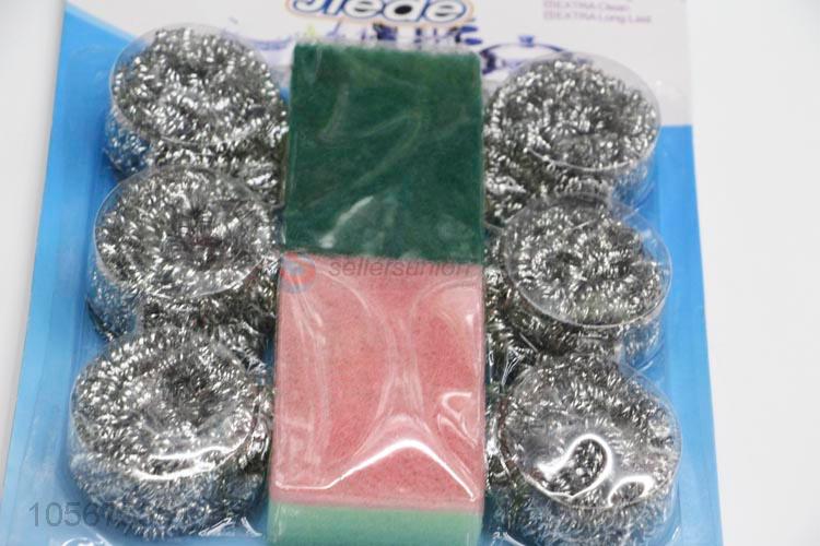 Good quality stainless steel wire clean ball and scrubbing sponges set