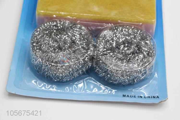 Best selling kitchen supplies steel wire clean ball and scouring pad set