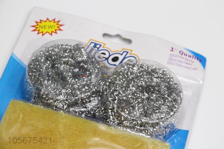 Best selling kitchen supplies steel wire clean ball and scouring pad set