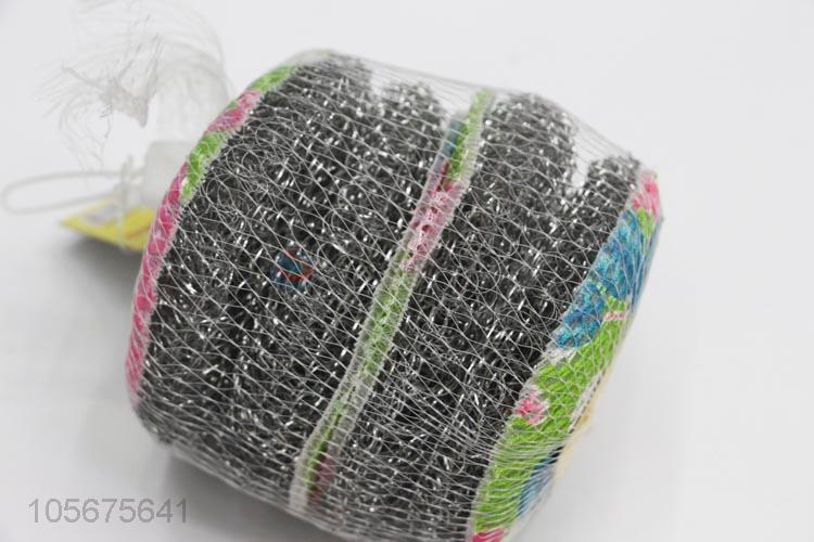 Recent design kitchen supplies steel wire ball with printed cleaning cloth