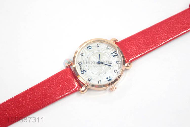 Custom Decorative Wrist Watch With Red Watchband