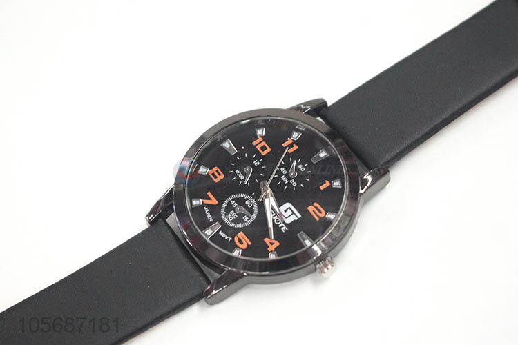 Wholesale Black Neutral Watch With PU  Leather Watchband