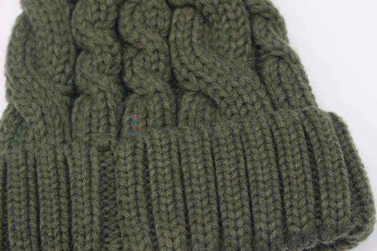 Factory Price Green Winter Warm Knitting Hat for Woman