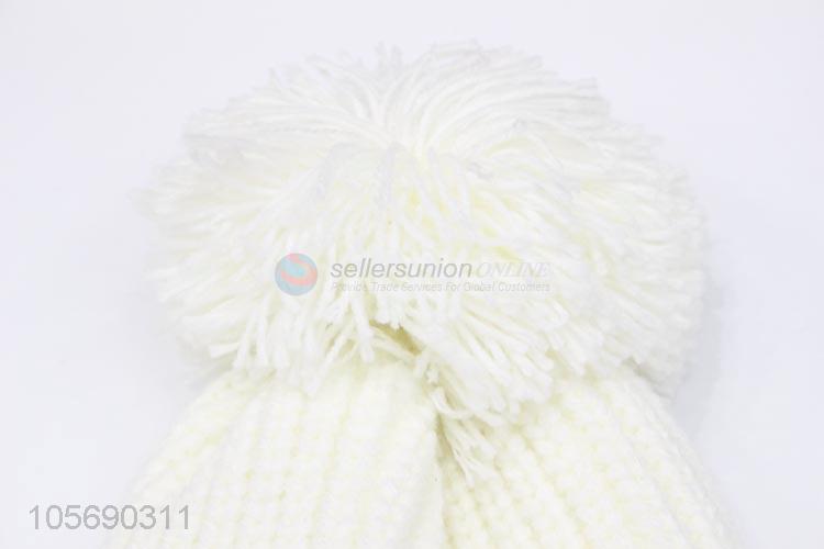 Chinese Factory Girl White Winter Warm Knitting Hat