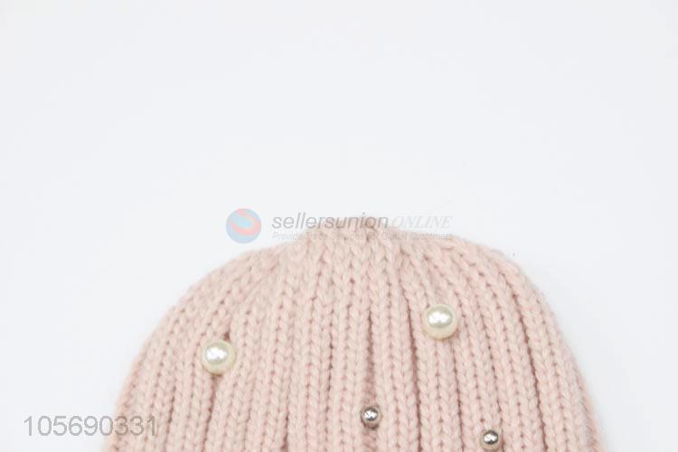 Factory Export Girl Pink Warm Hat with Pear
