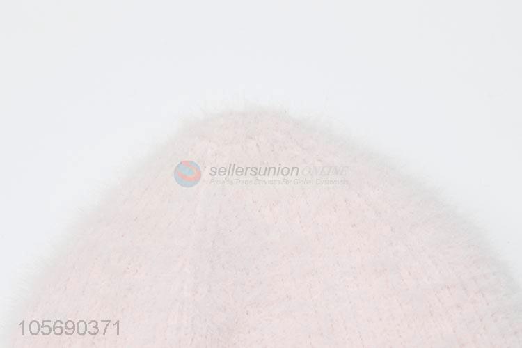 Factory Promotional Pink Winter Warm Knitting Hat for Girl