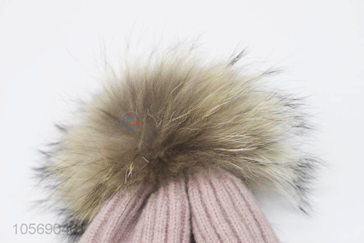 New Advertising Winter Warm Knitting Hat Fur Ball Hats