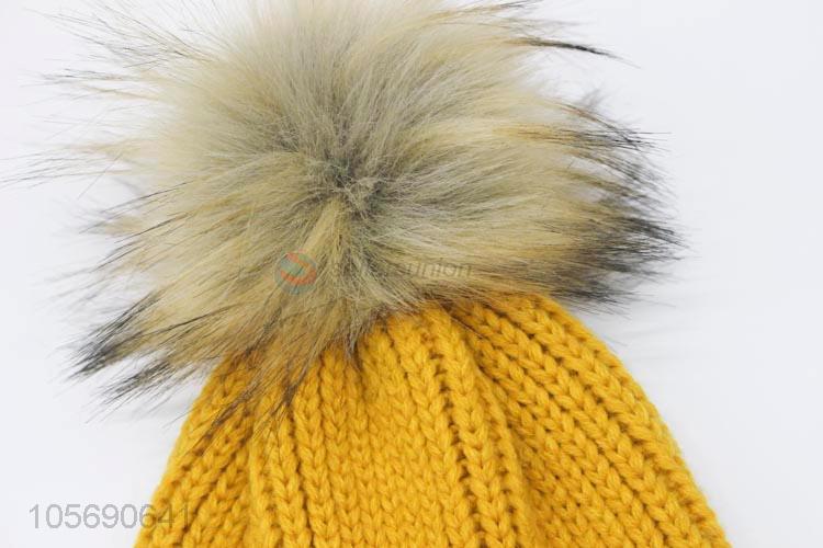 New Useful Yellow Winter Warm Knitting Hat for Children