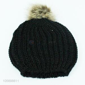 Best Selling Knitted Beanie Cap With Pompon Ball