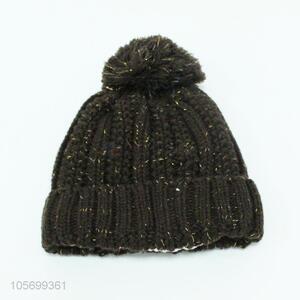 New Arrival Women Knitted Cap With Pompon Ball