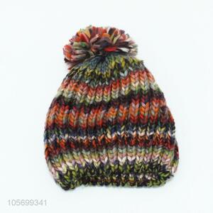 Good Quality Fashion Ladies Knitted Cap With Pompon Ball