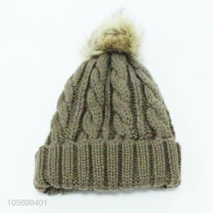 Latest Pompon Ball Winter Knitted Cap Ladies Warm Hat