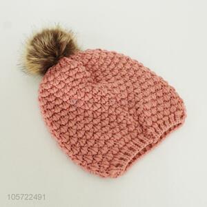 Fashion faux fur ball beanie hat knitting women hats