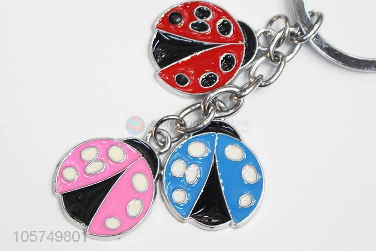Cheap wholesale ladybird shape zinc alloy key chains enamel metal keyrings