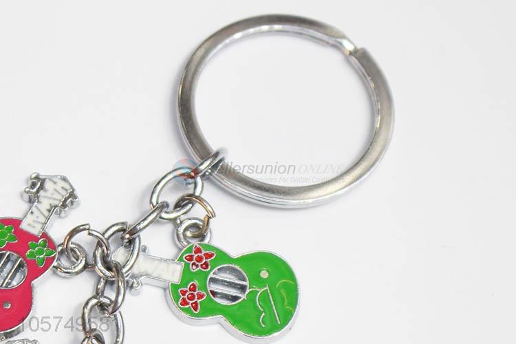 China suppliers guitar shape zinc alloy key chains enamel metal keyrings