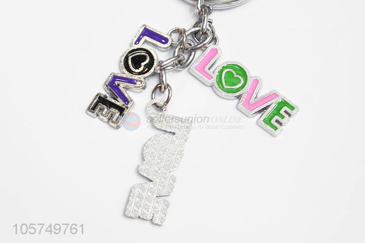 Outstanding quality LOVE shape zinc alloy key chains enamel metal keyrings