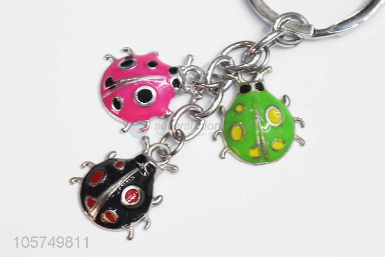 Bottom price ladybird shape zinc alloy key chains enamel metal keyrings