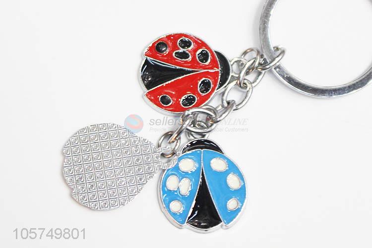 Cheap wholesale ladybird shape zinc alloy key chains enamel metal keyrings