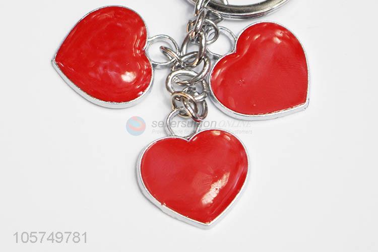Customized cheap heart shape zinc alloy key chains enamel metal keyrings