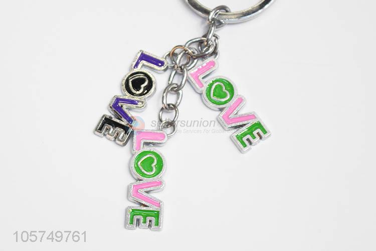 Outstanding quality LOVE shape zinc alloy key chains enamel metal keyrings