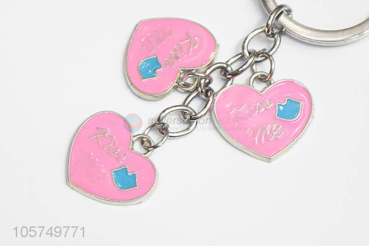Competitive price heart shape zinc alloy key chains enamel metal keyrings