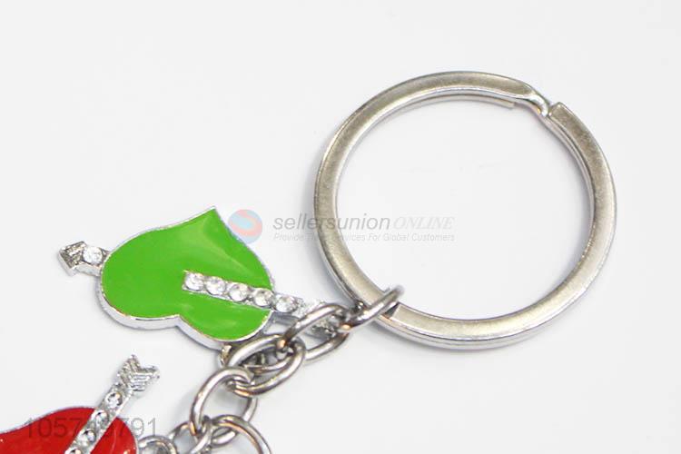 Factory promotional heart shape zinc alloy key chains enamel metal keyrings