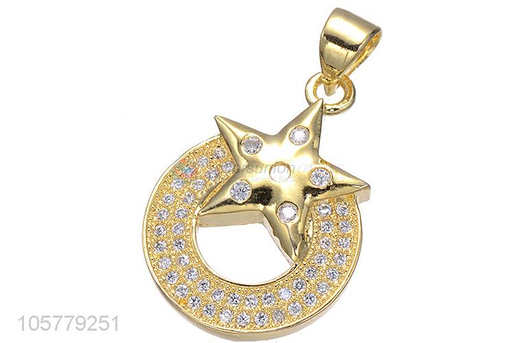 Good Quality Star And Circle Inlay Zircon Necklace Pendant