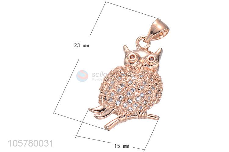 High Quality Cute Owl Shape Inlay Zircon Pendant Necklace Accessories