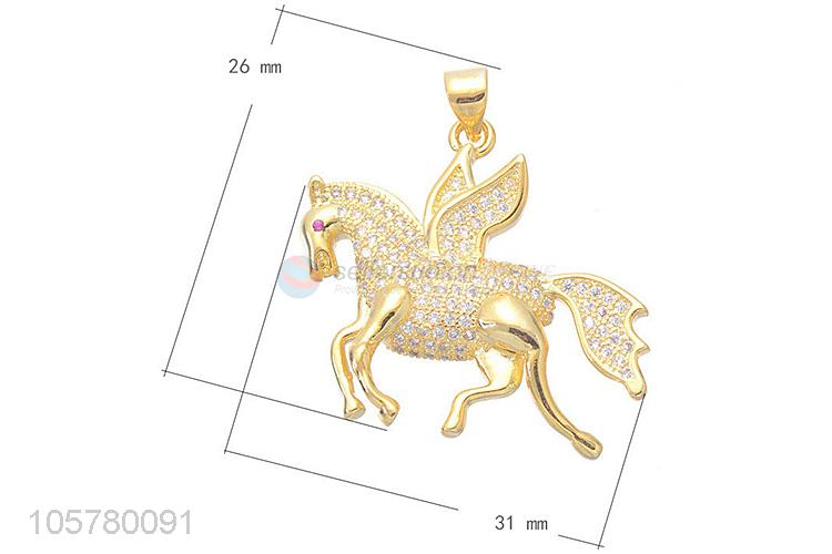 Popular Horse Shape Inlay Zircon Pendant Necklace Accessories