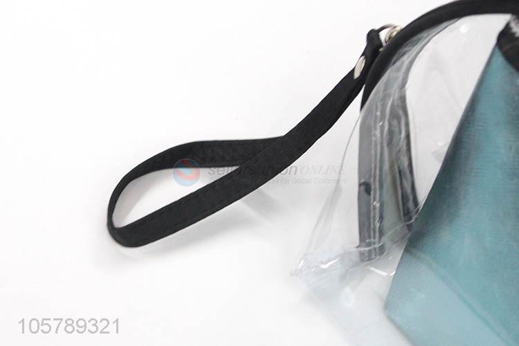 High grade fashion transparent pvc zipper cosmetic bag set