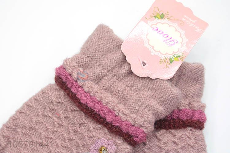 Wholesale Flower Design Touchscreen Glove For Ladies