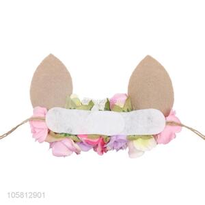 Hot Selling Rabbit Ear Artificial Flower Hair Band For Easter