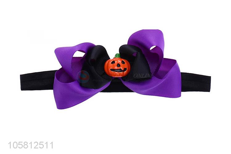 Custom Halloween Decoration Bowknot Pumpkin Design Elastic Headband