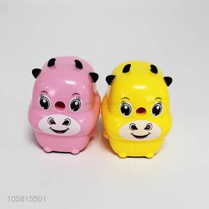 Lovely design little cattle shape plastic pencil sharpener