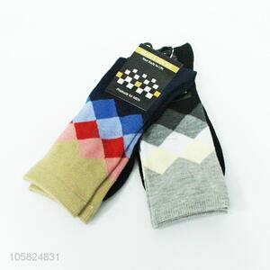 Trendy rhombus pattern winter long socks for men
