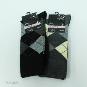 Good quality rhombus pattern winter long socks for women