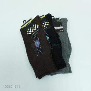 High sales rhombus pattern winter long socks for men